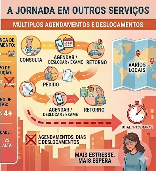 Infográfico informando a dificuldade que as paciente enfrentam em outras clínicas